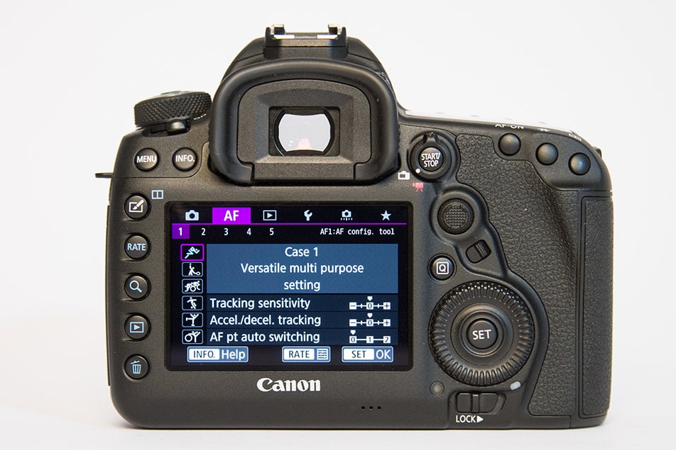 Menu con Configurazioni disponibili su una macchina fotografica reflex